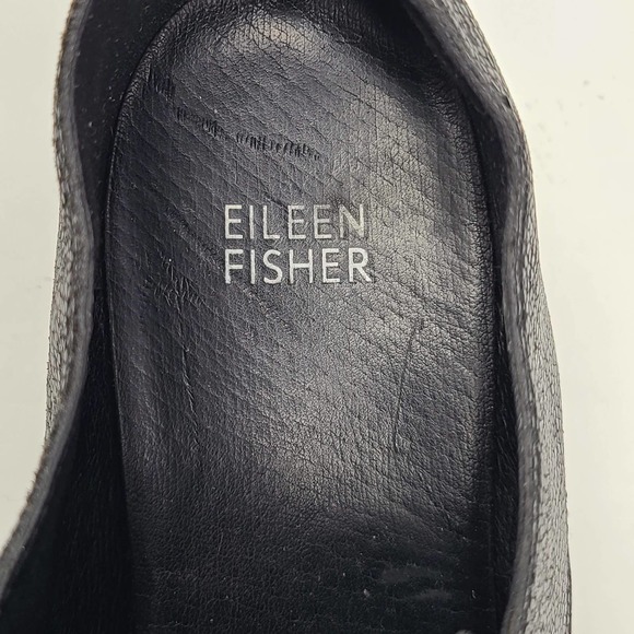 EILEEN FISHER Zola Black Pebbled Leather Platform Wedge Oxford Women's 9 - Picture 9 of 13